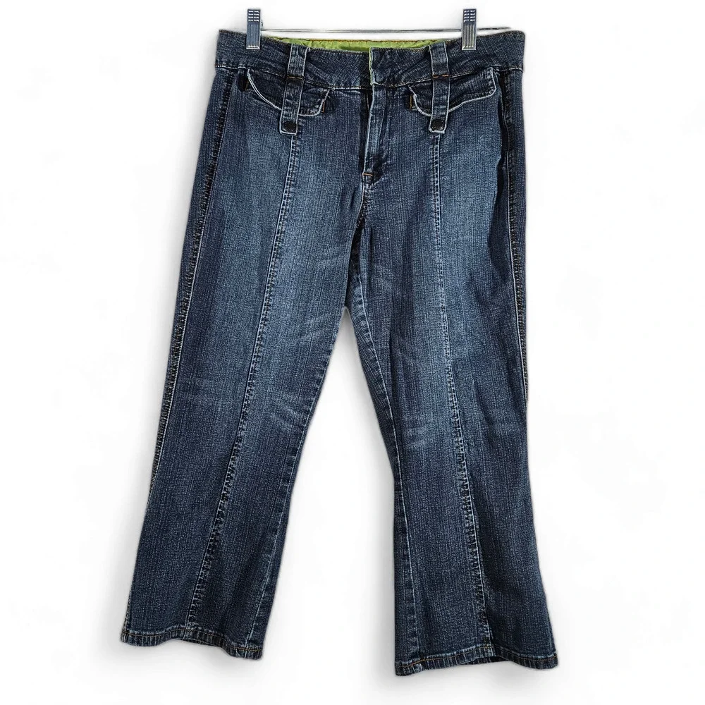 EUC VTG Mixit Cropped Stretch Mid-Rise Jeans Sz. 10 Reg x 21‎ Dark Wash Denim